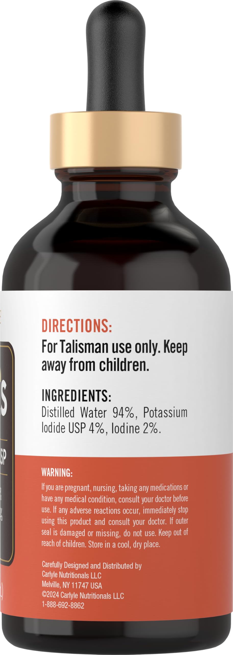 Carlyle Lugols Iodine 2 Percent | 4 fl oz (Pack of 1) | Potassium Iodide and Iodine Solution 2% Liquid Drops